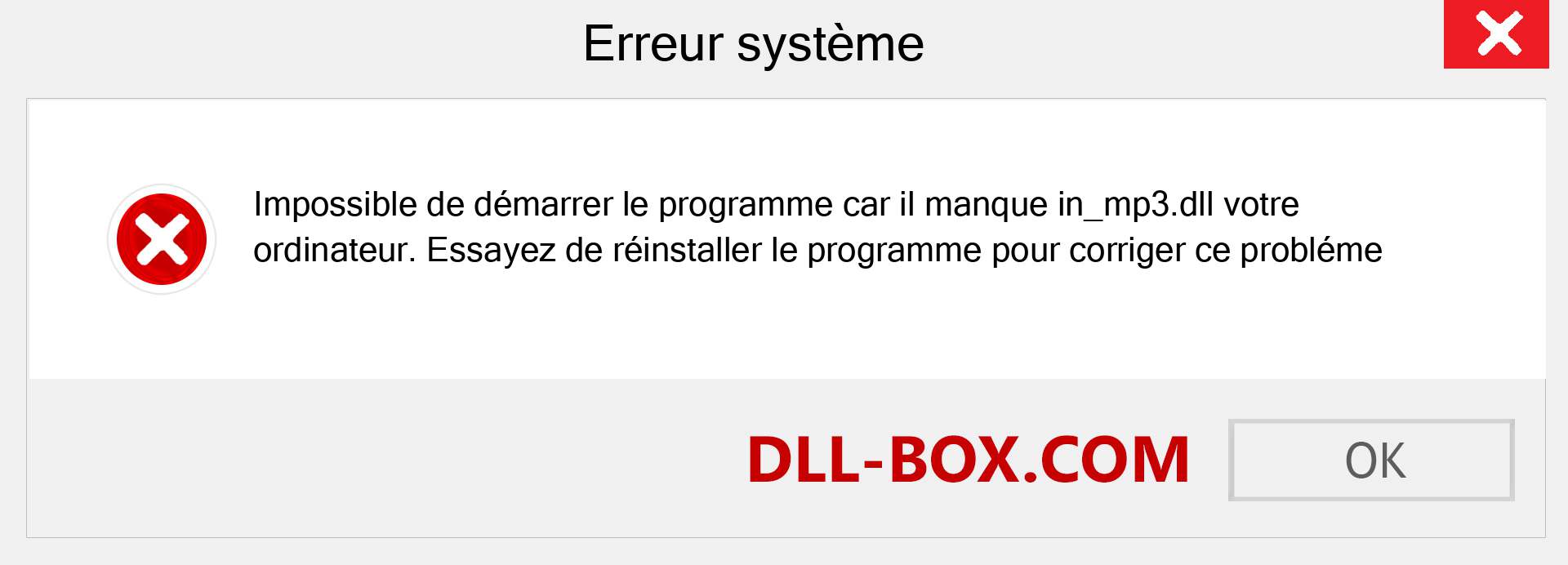 Le fichier in_mp3.dll est manquant ?. Télécharger pour Windows 7, 8, 10 - Correction de l'erreur manquante in_mp3 dll sur Windows, photos, images